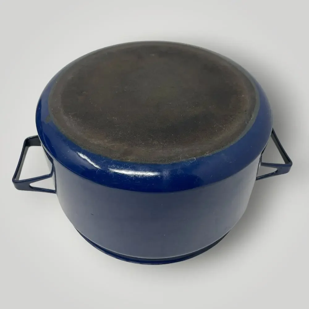 Vtg MCM Finel Arabia Enamelware Stockpot Dutch Oven Seppo Mallat Finland Blue